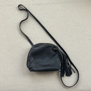 Hobo leather crossbody with tassel. Black leather- used once.